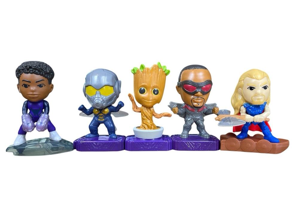 Marvel McDonalds Figures Set 2022 Wasp/Thor/Black Panther/Groot/Falcon